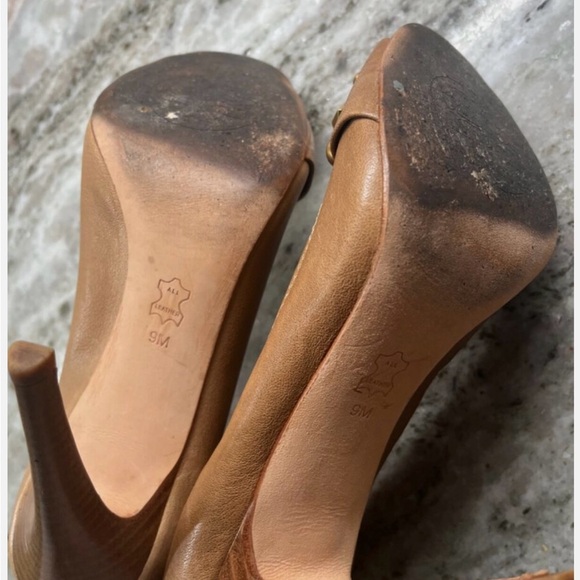 (SOLD on eBay!) Tory Burch Paula Camel Studded Pumps Size 9 - Picture 4 of 4